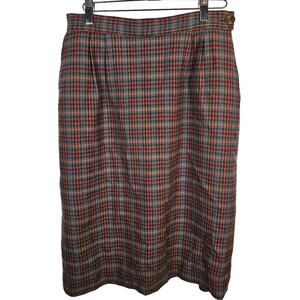 Vintage Pendleton Skirt Womens 10 Plaid Pure Virgin Wool Midi Made USA Side Slit